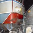 Autoturismul Mercedes a fost lovit în plin de un tren de marfă