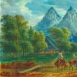 Pojorâta, munţii Adam şi Eva – acuarelă de Franz Xaver Knapp (1809-1883)