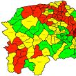 Harta incidenţei Covid în judeţ