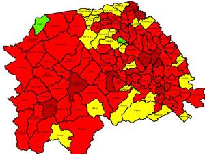 Doar două localități din județul Suceava sunt în scenariul verde