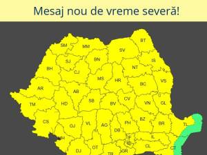 Atenționare de vreme rea, cu averse torențiale, fulgere și vijelii